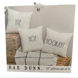 RAE DUNN HIP HOP HOORAY! 12" Pillows Set of 3